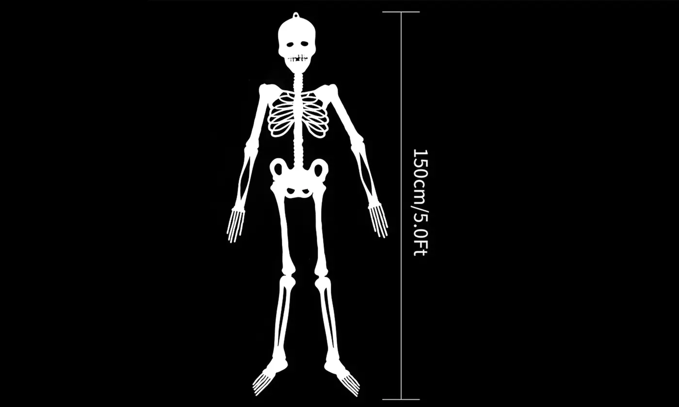 5ft Halloween Luminous Skeleton Full Body Glow-in-Dark Skeleton Hanging Decor