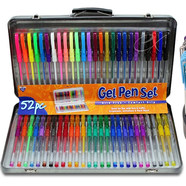 gel pens in metal case