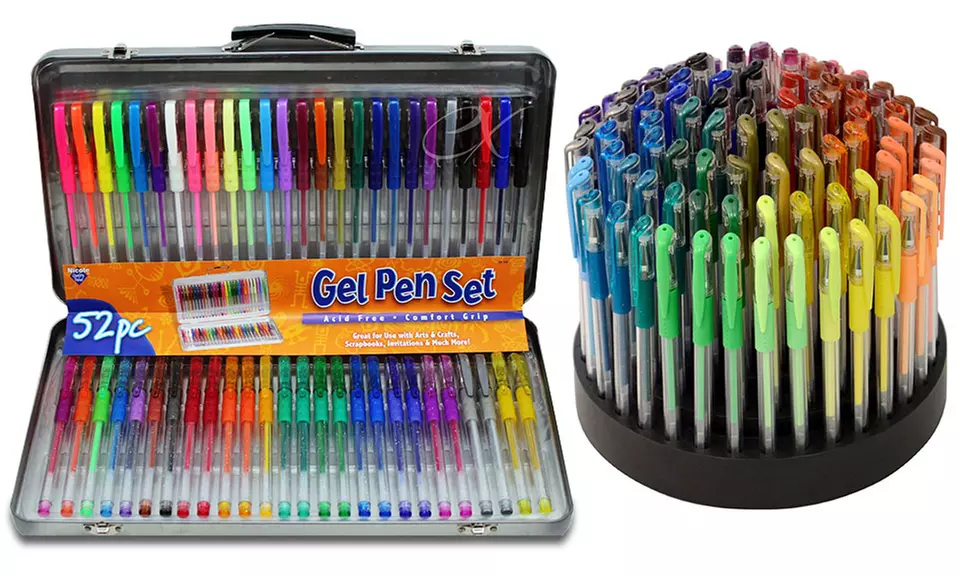 Comfort-Grip Gel Pens with Tin Storage Case or Rotating Display Stand - Primary Image