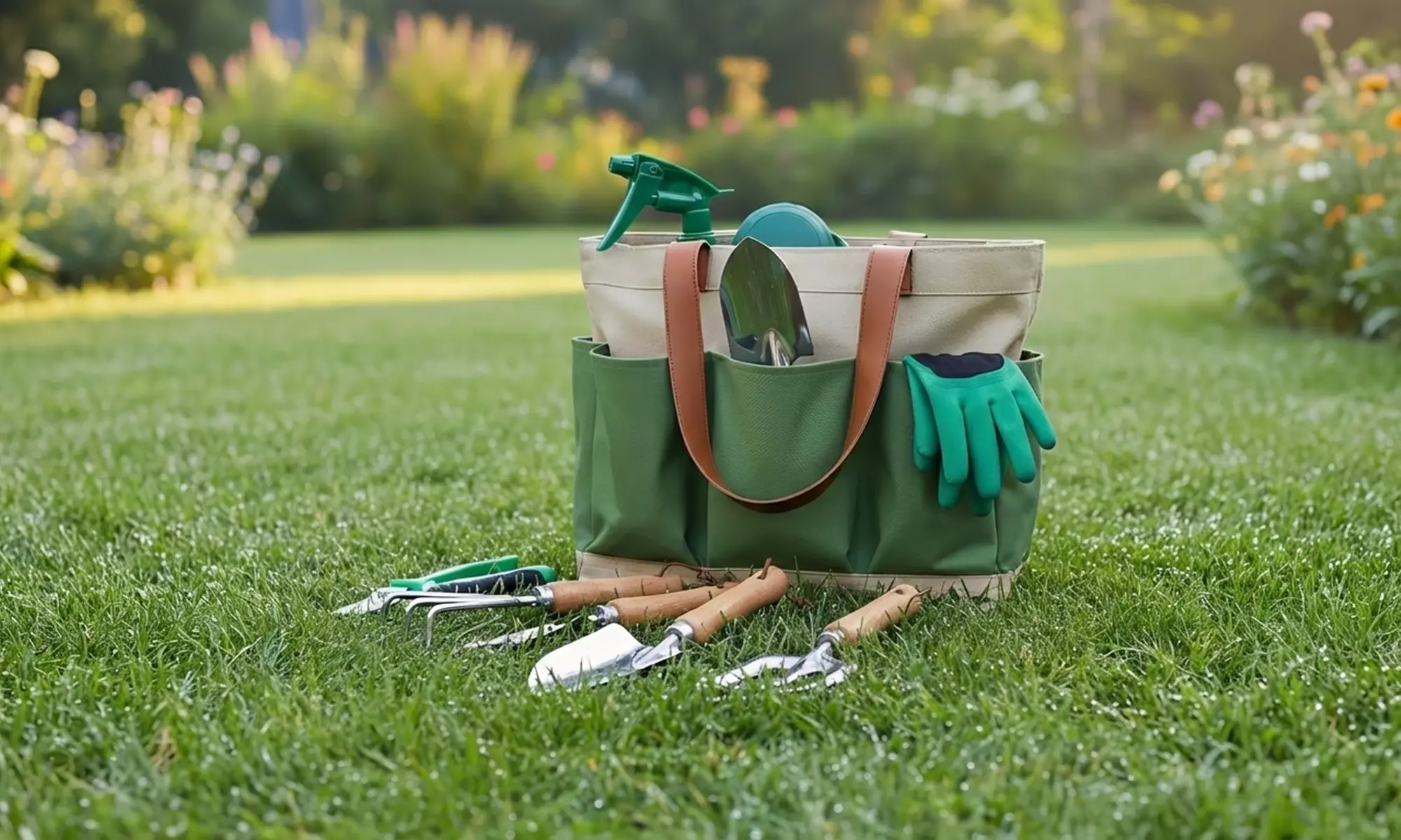 Kit de jardinage avec 10 outils en inox et sac de rangement
