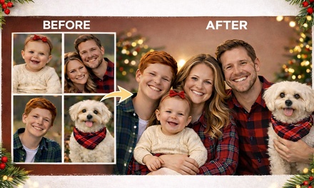Custom Digital Family Photo Merge – Add People or Pets to One Image - BrightArtClub