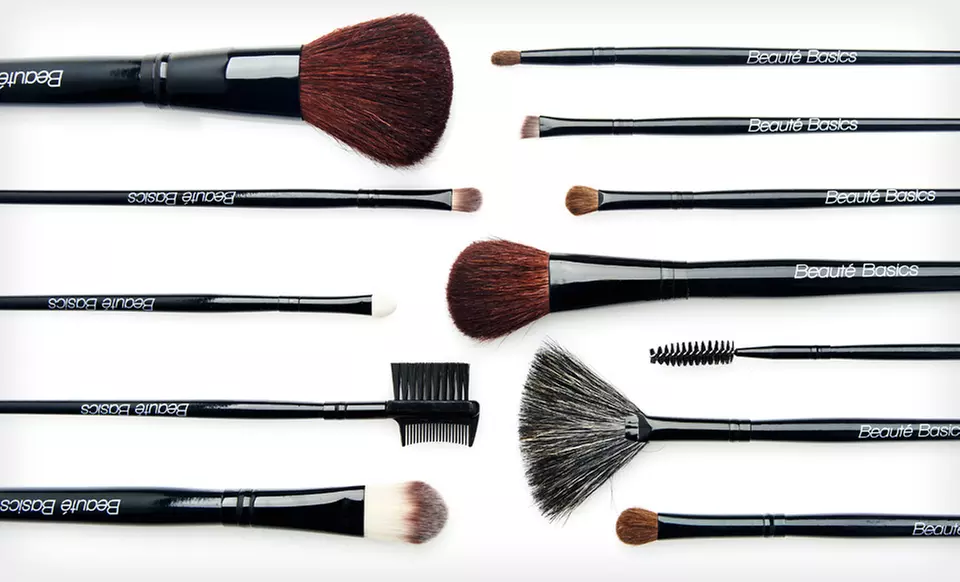 $19.99 for a Beauté Basics 12-Piece Professional Brush Set with a Leopard-Print Case ($79.95 List Price). Free Shipping. - Primary Image
