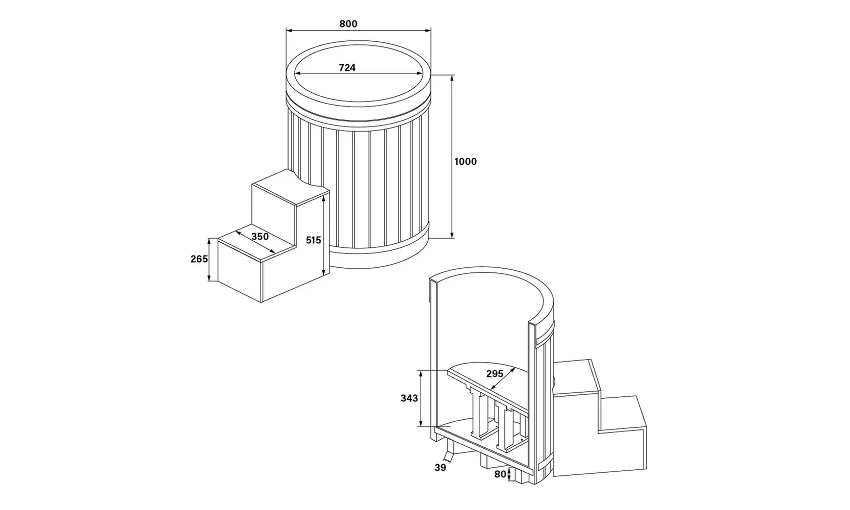 Home Deluxe Holz-Badefass „Arum“