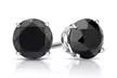 Paris Jewelry 14K Yellow/White Solid Gold Black Round Diamond 4mm Stud Earrings - Second Medium