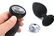 3pcs/set Silicone Jeweled Anal Plugs Large Medium Mini Plated Stopper Beads - Second Medium