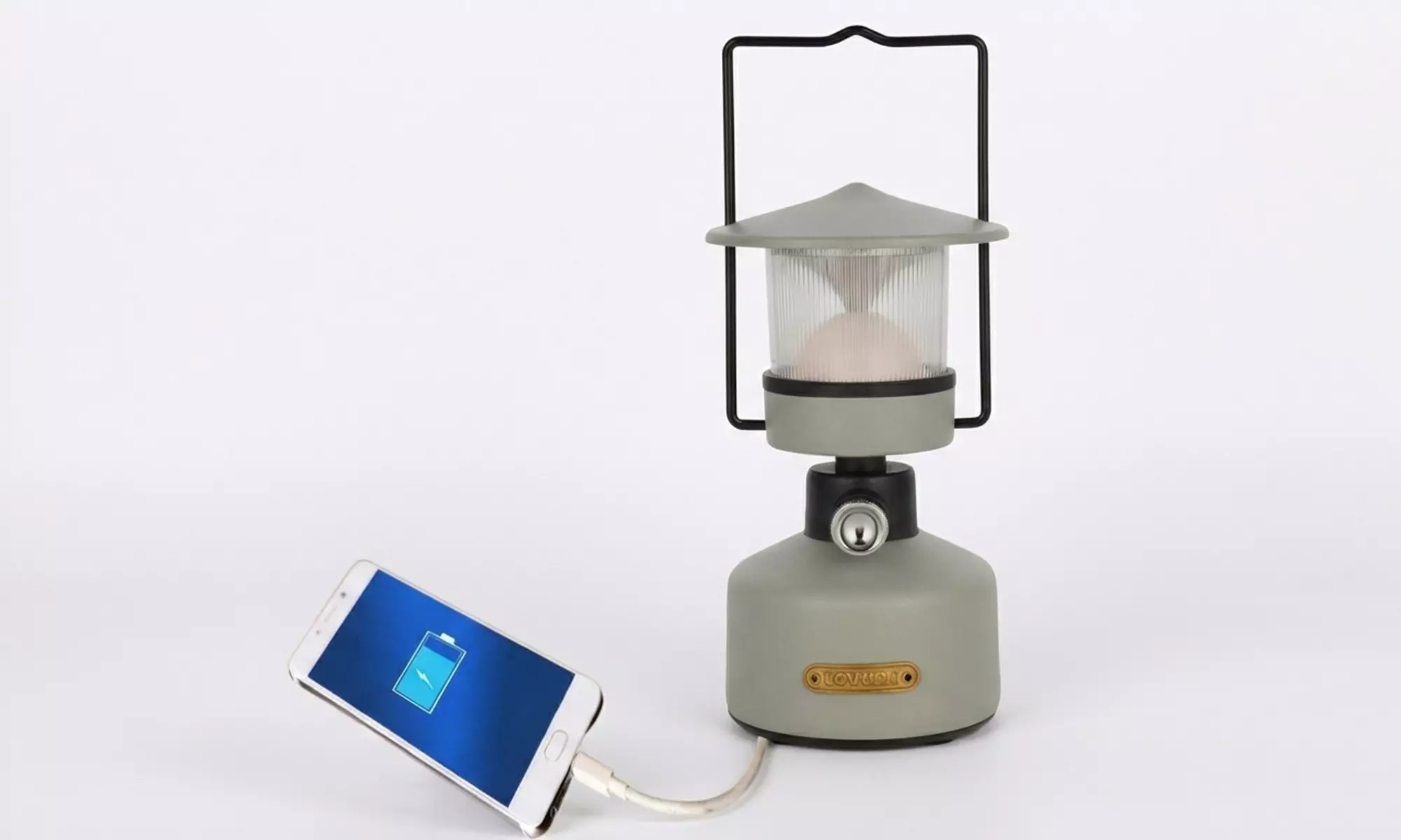 Draagbare vintage led-lantaarn met ingebouwde powerbank