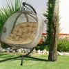 Image 5: Outsunny Double Hanging Egg Chair in Grey or Cream