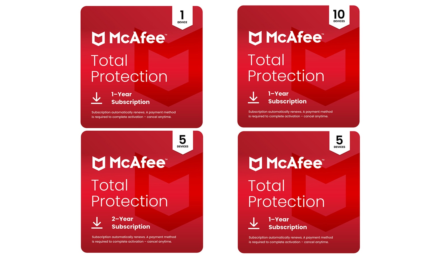 McAfee Total Protection 2025: 1, 3, 5 or 10 Devices for 1 or 2 Years with Auto Renewal (Up to 79% off)