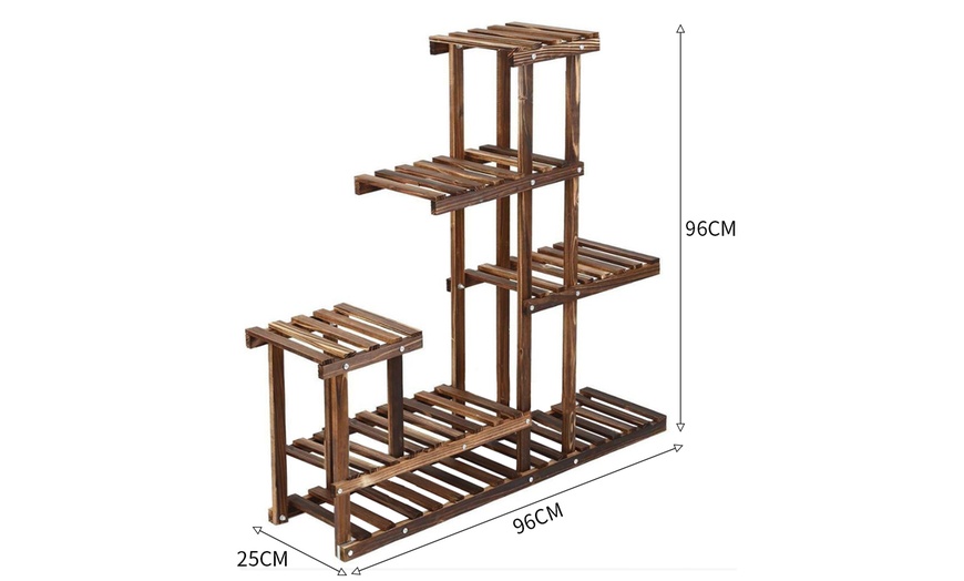 Image 8: 6-Tier Rustic Wooden Plant Stand