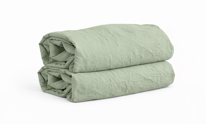 Image 8: 1 ou 2 draps-housses en microlavée, bonnet de 25 cm