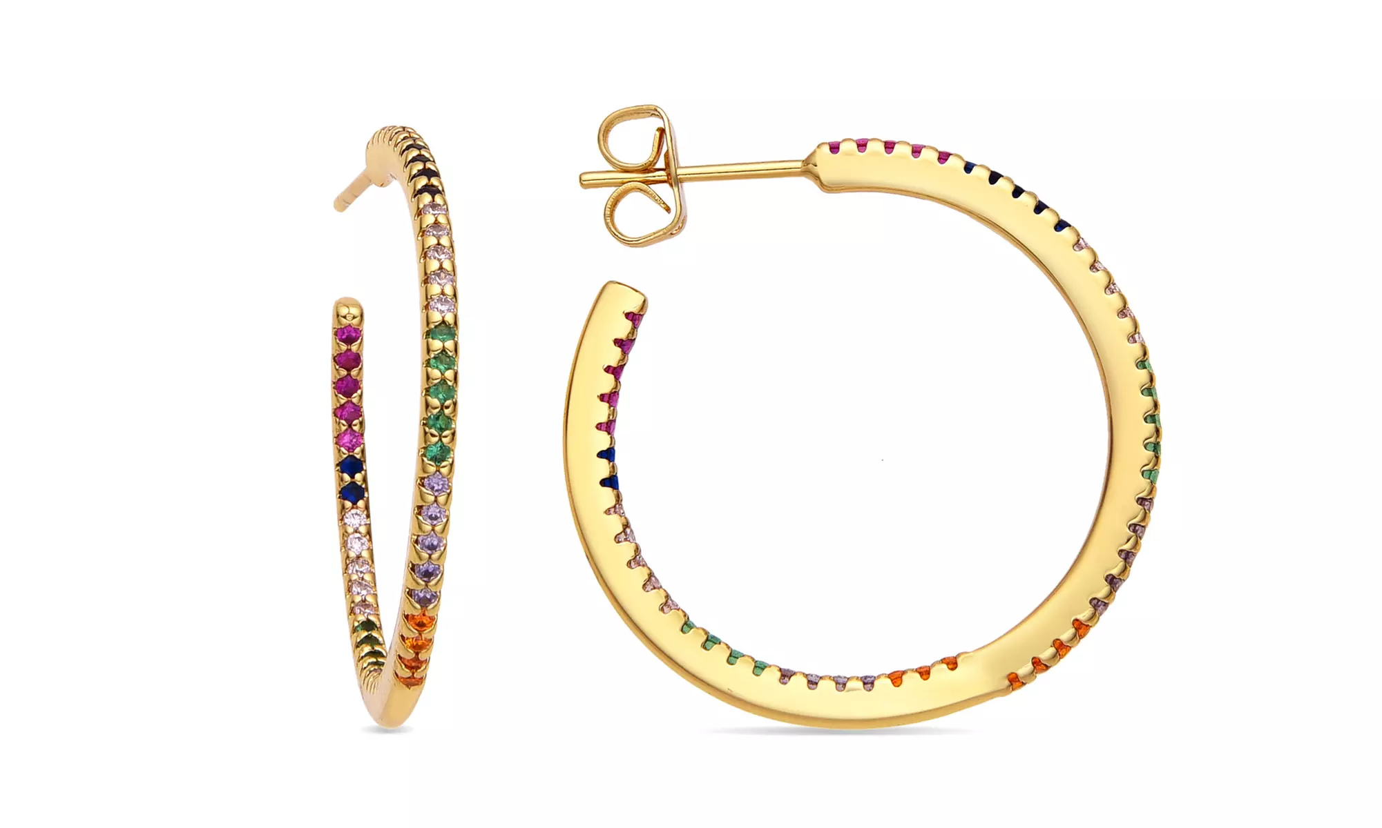 Pendientes de aro con circonitas brillantes de colores, de Luxenter