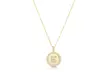 Crystal Round Disc Initial Pendant Necklace in 14K Gold Plated - Second Medium
