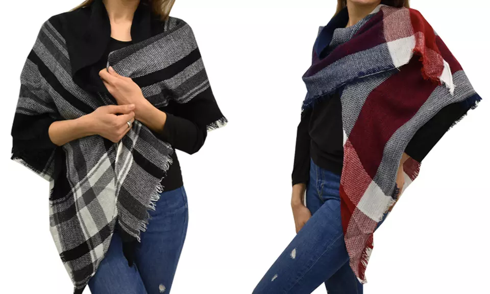 1 ou 2 écharpes à carreaux en laine mélangée modèle Bella - Second Medium