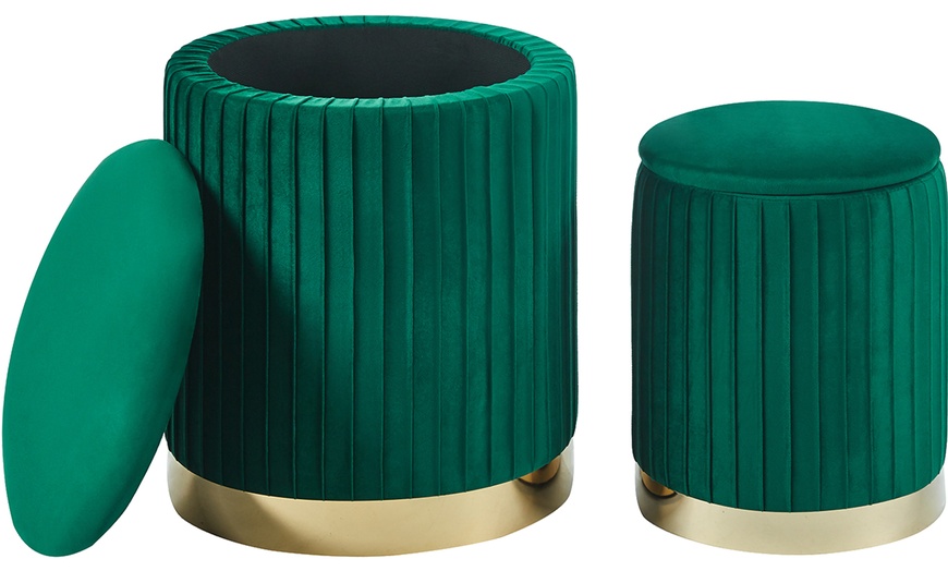 Image 21: Conjunto de pufs de terciopelo