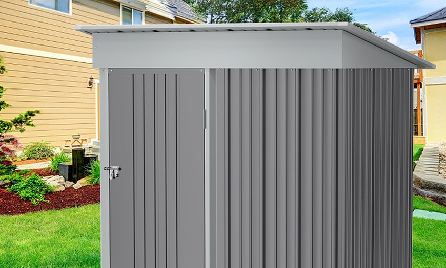 Image 13: Heavy-Duty Lockable Metal Garden Shed with Sloped Roof