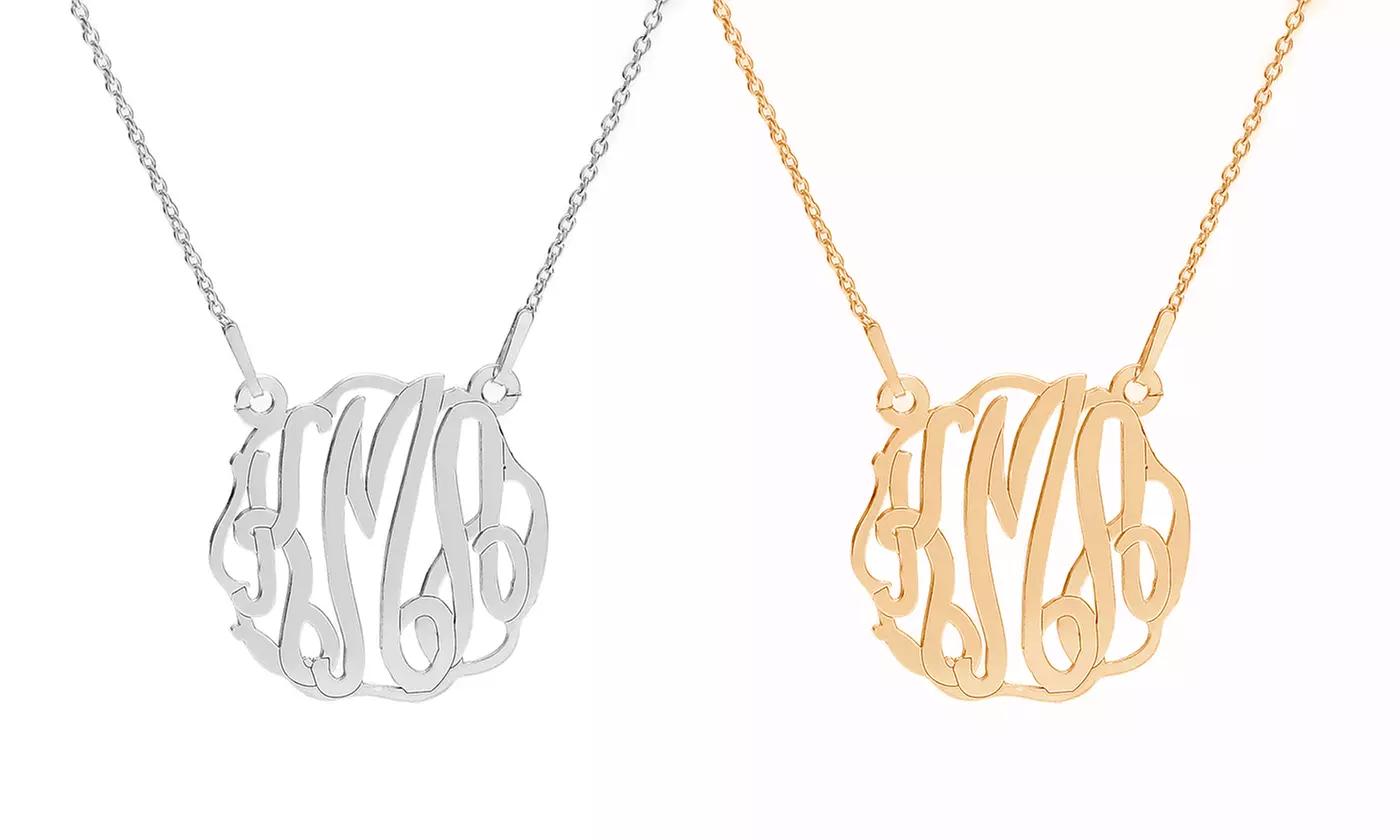 Custom Monogram Pendant in Rhodium or 24K Gold Plating over Solid Sterling Silver from Silvex Design - Second Medium