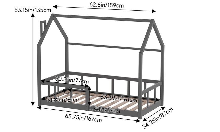 Image 5: Pine Wood Children House Bed Frame