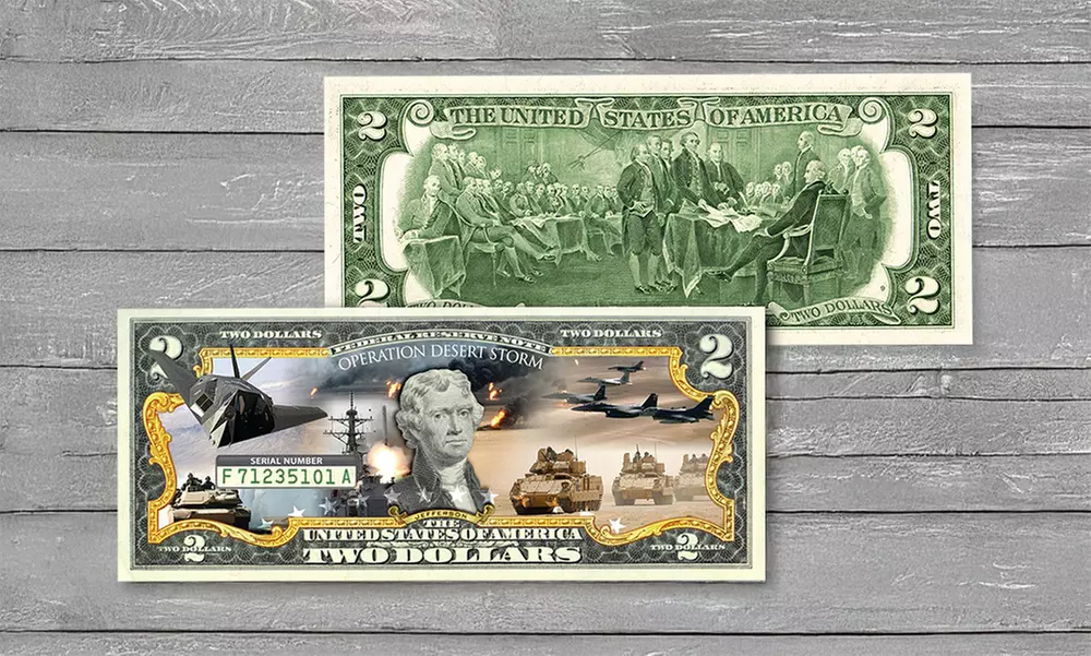OPERATION DESERT SHIELD Desert Storm Persian Gulf War Genuine Two Dollar 2 Bill