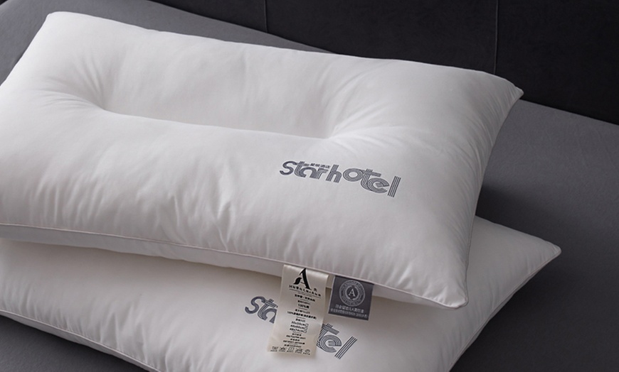 Image 13: 100% Cotton Hotel Grade Neck Support Pillow 2 Pack Set
