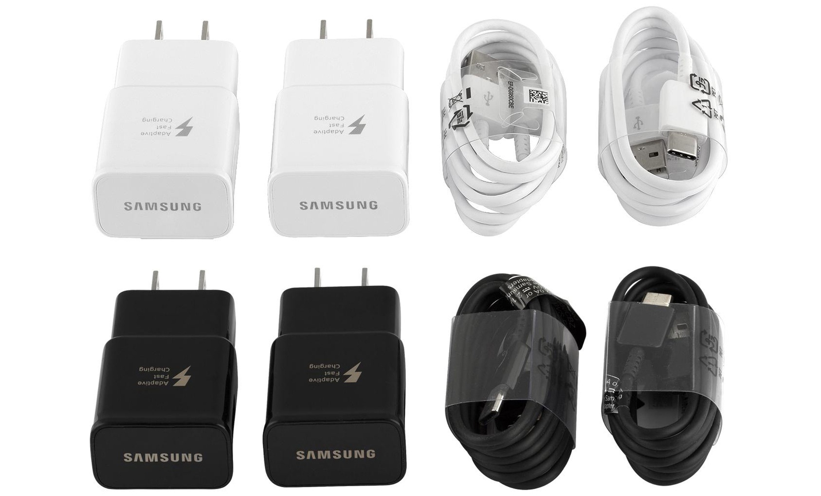 Samsung Fast Charger 2 Pack OEM with 2 USB C Type C Cables S8 S9 Plus Note 8/9