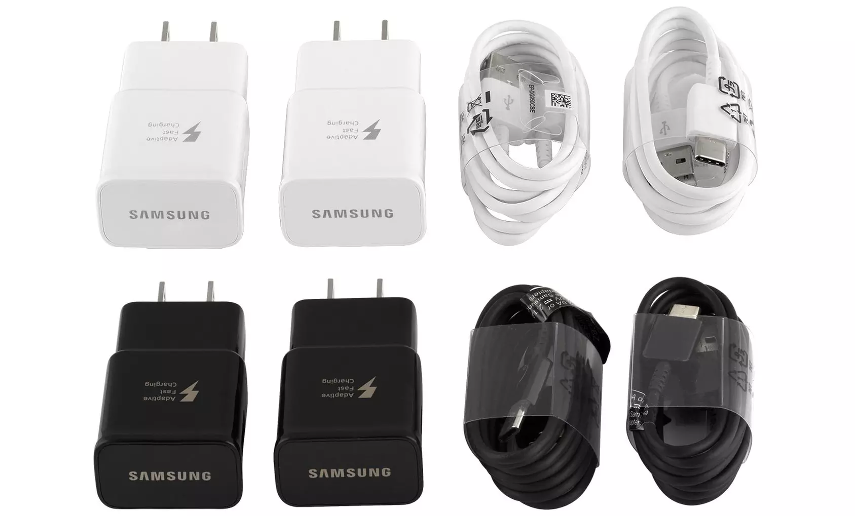Samsung Fast Charger 2 Pack OEM with 2 USB C Type C Cables S8 S9 Plus Note 8/9