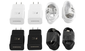 Samsung Fast Charger 2 Pack OEM with 2 USB C Type C Cables S8 S9 Plus Note 8/9