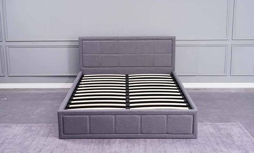 Image 3: Fabric Ottoman Bed with Wooden Frame & Gas Lift Under-Bed Storage 
