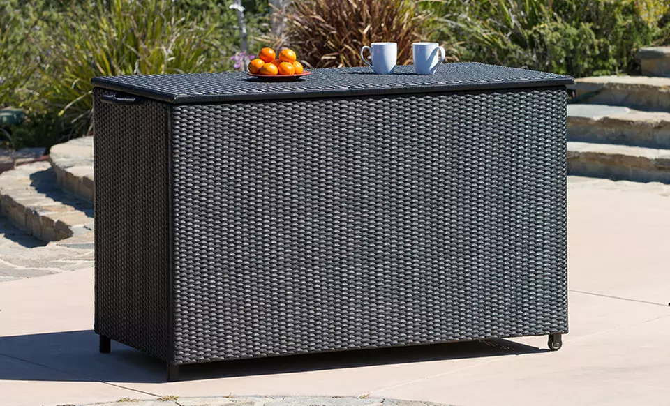 Corbin Large Black Wicker Cushion Box - Primary Image