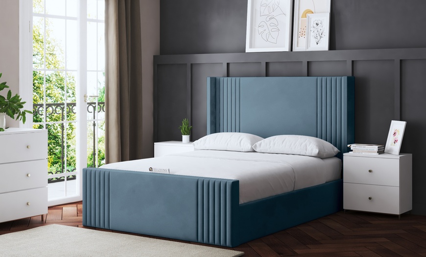 Image 23: DS Living Elara Winged Panel Bed With Ottoman Gas Lift
