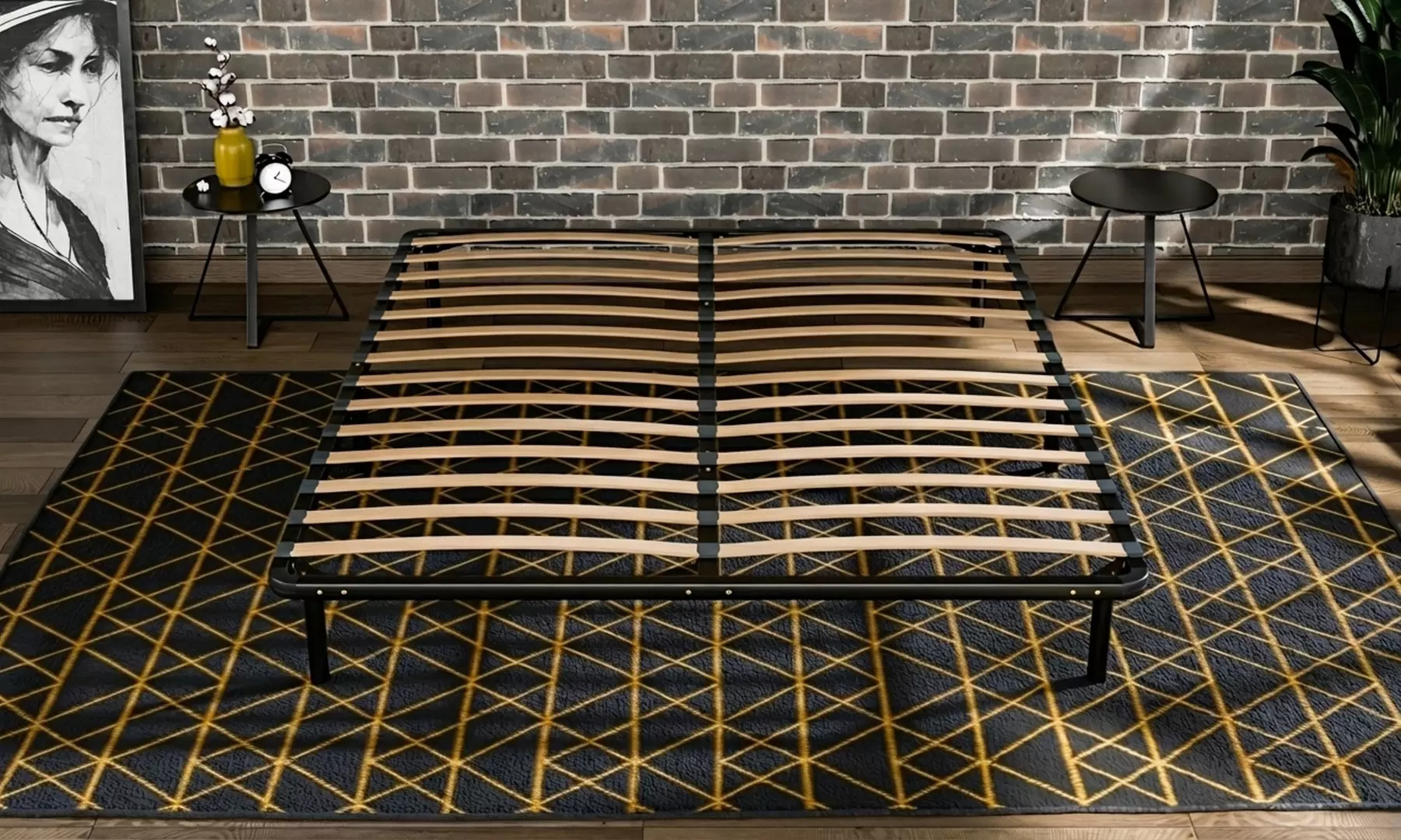 Sommier à lattes en kit : cadre de lit métal, compatible tous matelas