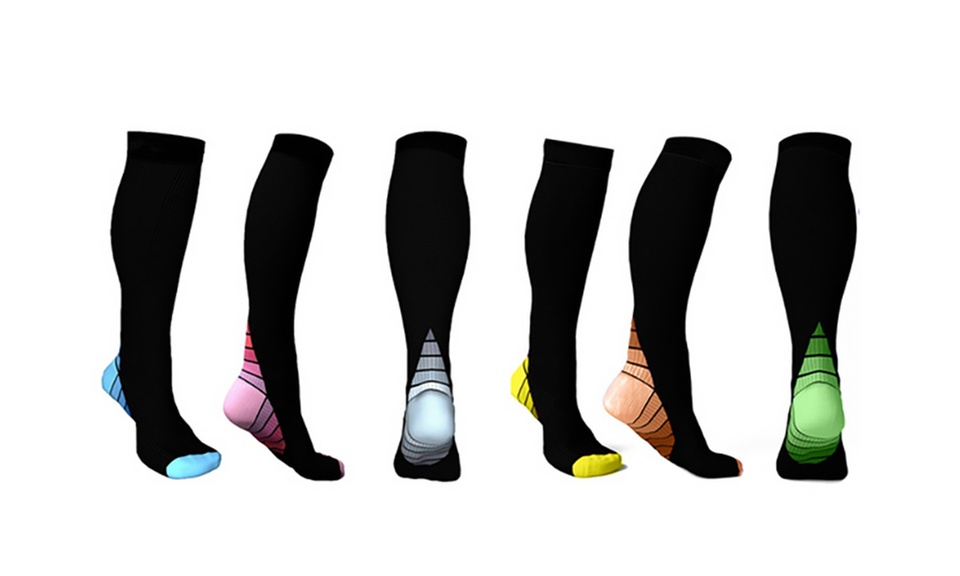 6-Pack SNT Graduated Athletic Fit Compression Socks (Assorted Colors)