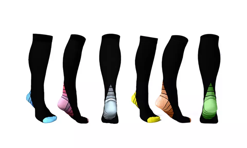 6-Pack SNT Graduated Athletic Fit Compression Socks (Assorted Colors) - Primary Image