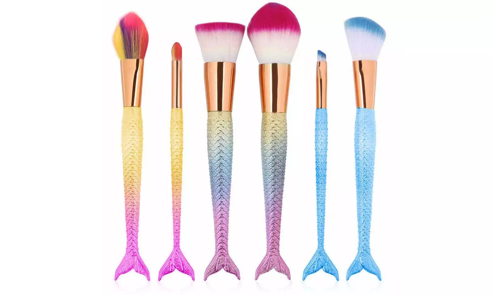 Mermaid-Style Makeup Brush Set (6-Piece) - Primary Image