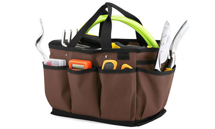 Image 6: 14 Inch Garden Tool Storage Bag and Home Organizer with Pockets