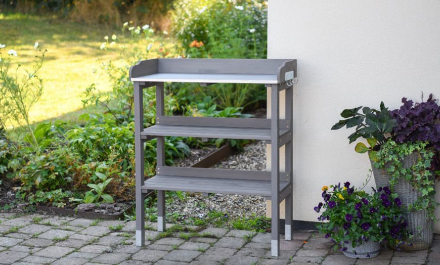 Image 6: Garden Grow Wooden Potting Bench or Storage Cabinet