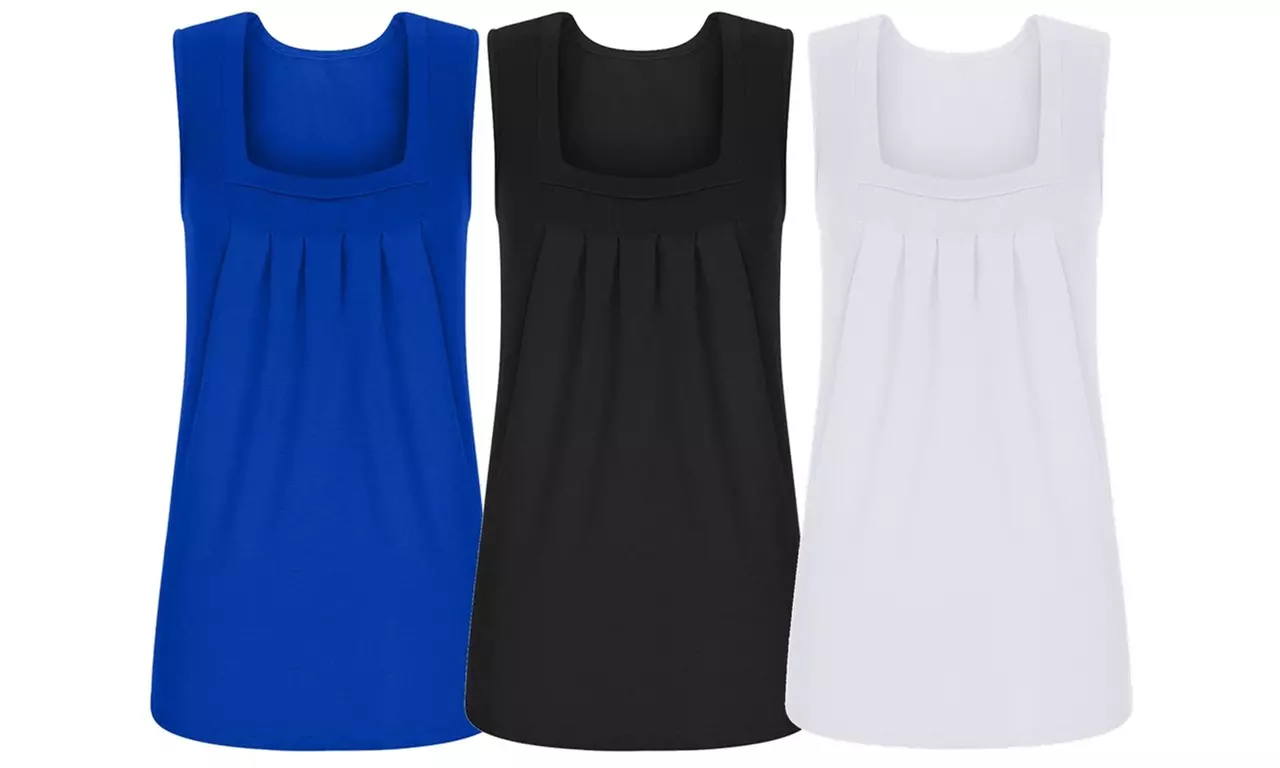 3 Pack Women's Essential Square Neck Tank Tops S-3X