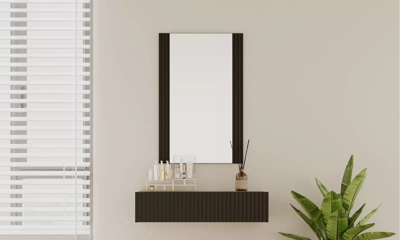 Toletta Velia scanalata con cassetto e specchio