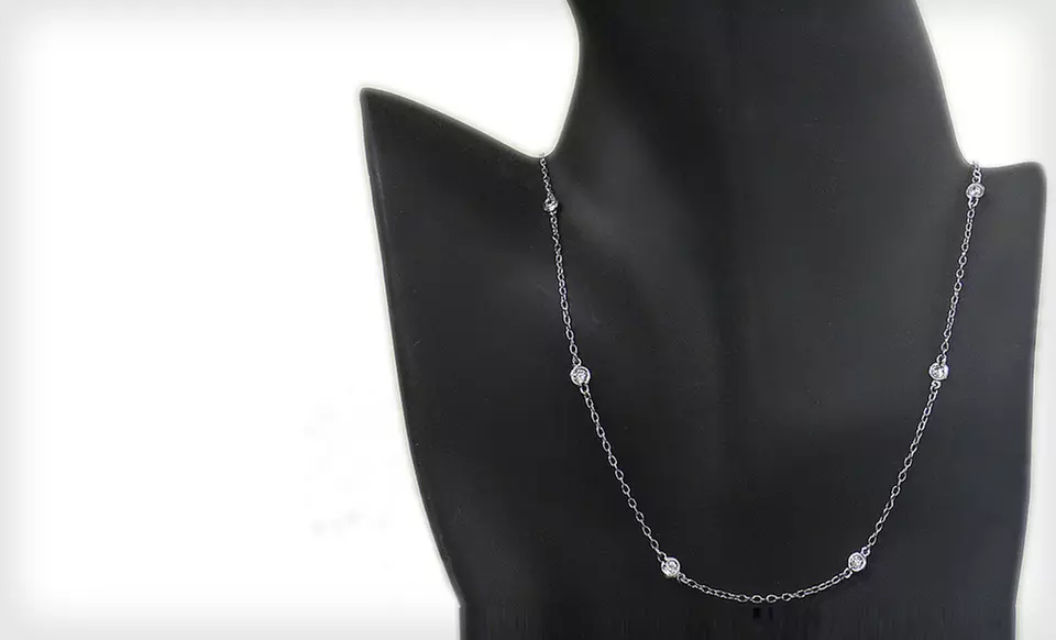$15 for a Cubic Zirconia Station Chain Necklace ($49.99 List Price). Three Styles Available. Free Shipping and Returns. - Second Medium