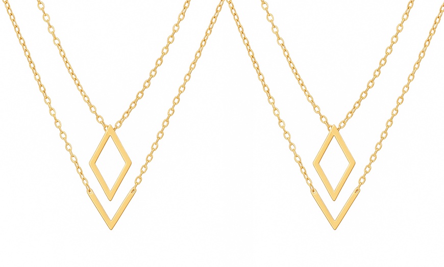 Image 9: Geo Earrings and V Necklace Set