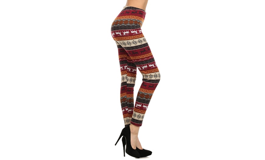 Image 3: Patterned Fleece Lined Leggings
