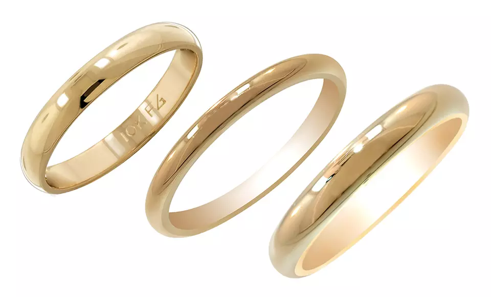 Solid 10K or 14K Yellow Gold Unisex Wedding Bands. Multiple Options Available from $69.99–$149.99. Free Returns. - Primary Image
