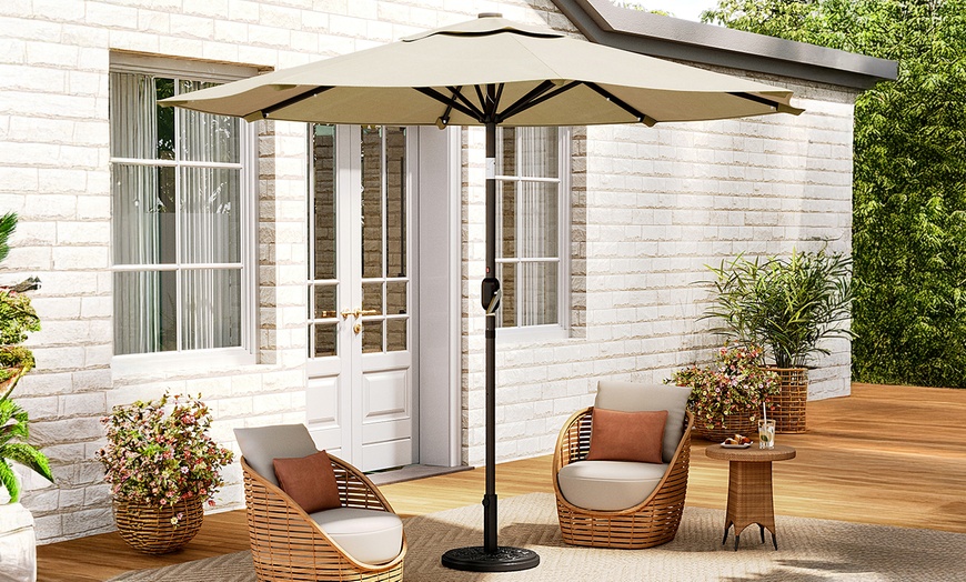 Image 5: Rotatable Solar Lighting Garden Umbrella with Fillable Base