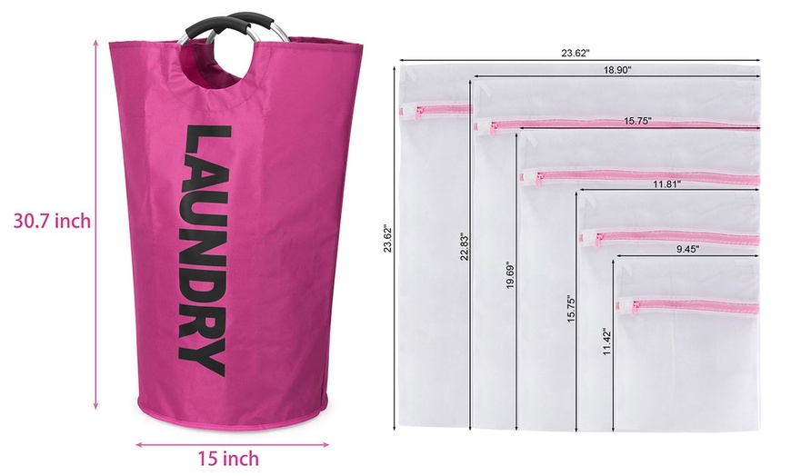 Image 2: 90L Large Laundry Basket Mesh Laundry Wash Bags for Socks Underwear Hosiery Bras