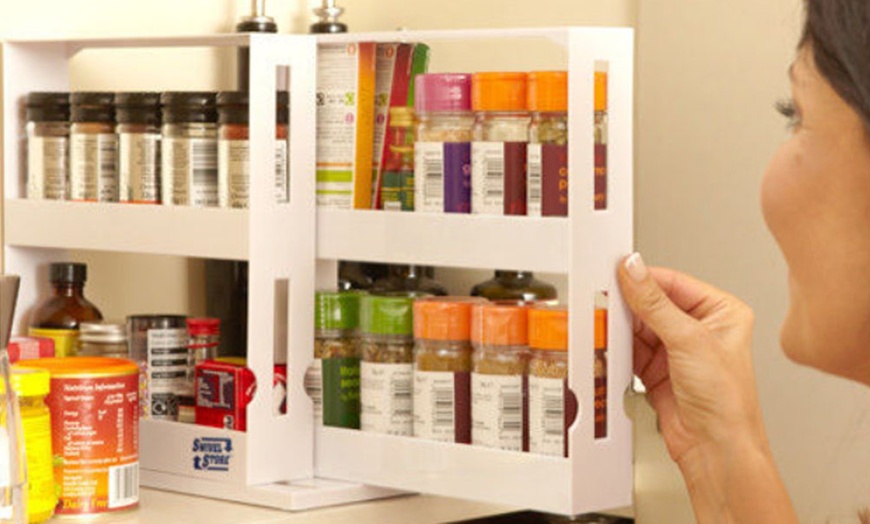 Image 7: 2-Tier Rotating Spice Rack Organizer