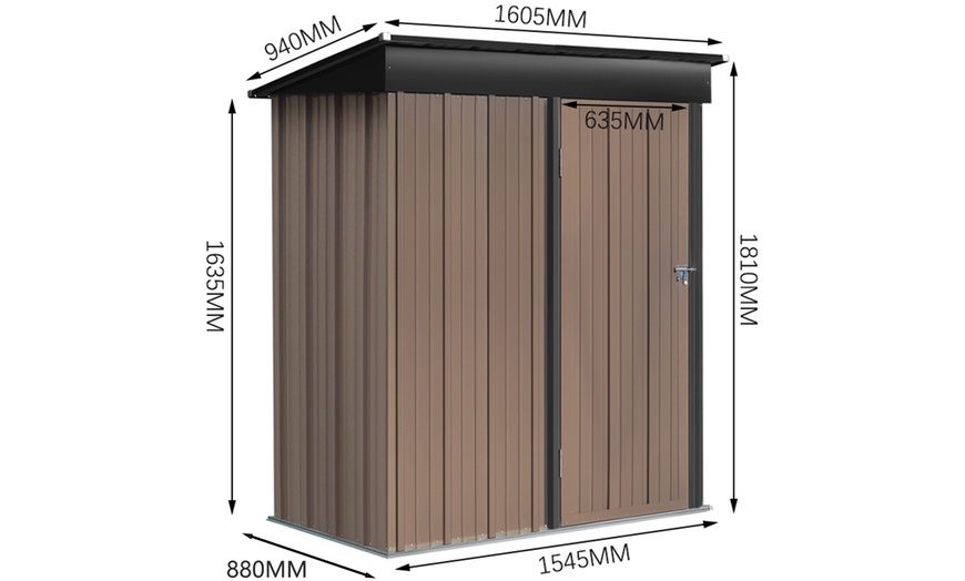 Image 19: Heavy-Duty Lockable Metal Garden Shed with Sloped Roof