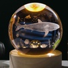 Image 2: 3D Engraved Crystal Ball Night Light with Solid Wood Base