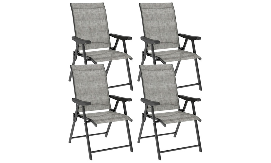 Image 11: Outsunny Set of 4 Folding Garden Chairs