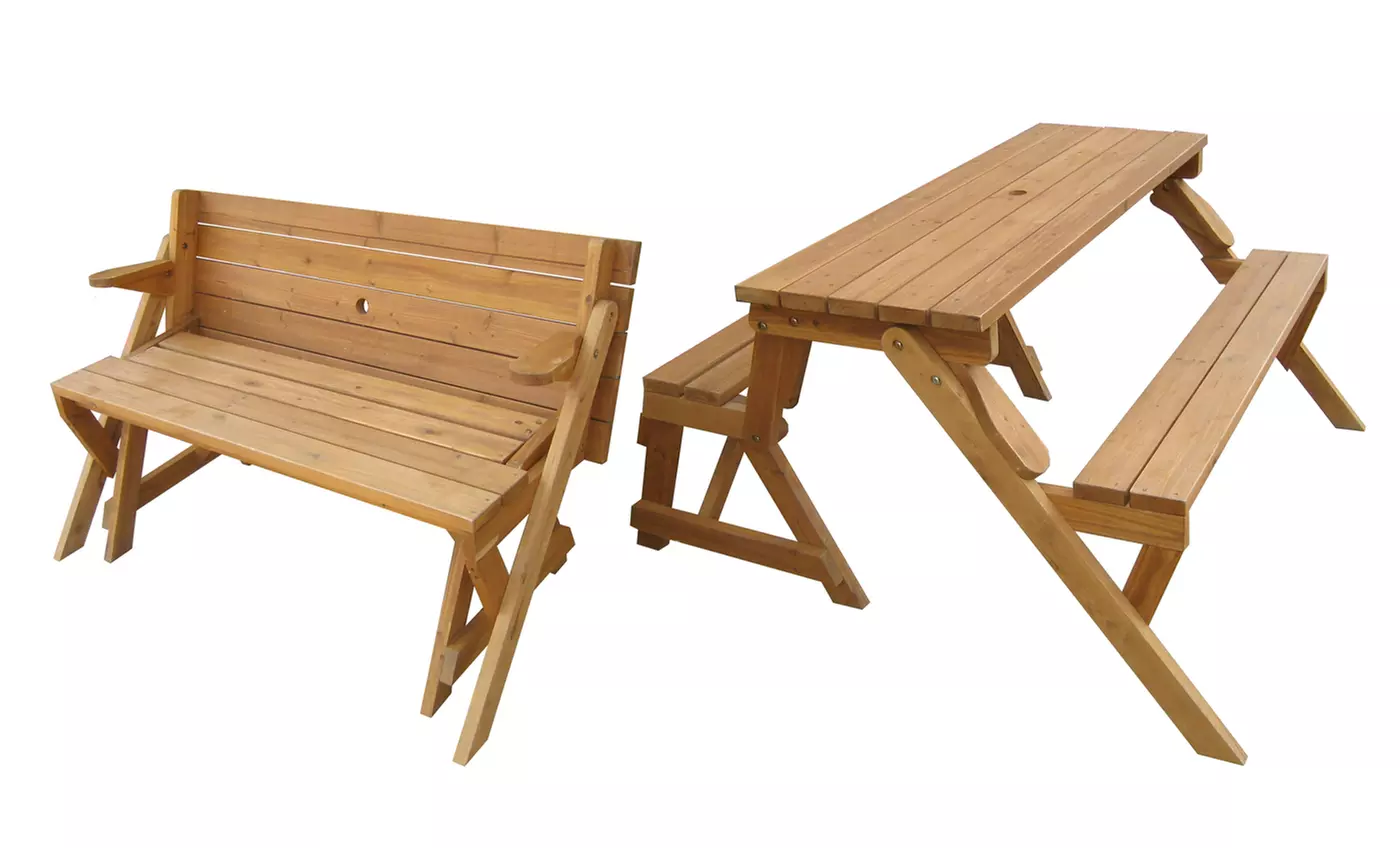 Merry Products Interchangeable Picnic Table and Garden Bench. Free Returns. - Primary Image