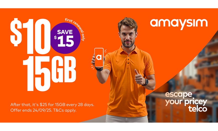 Image 1: Amaysim Mobile Plan $10 for 15GB for 28 Days