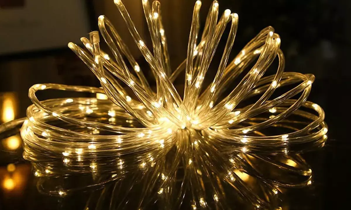 LED Solar-Powered Rope Tube String Lights